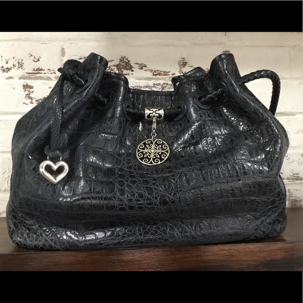 Brighton Crocodile Embossed Navy Purse